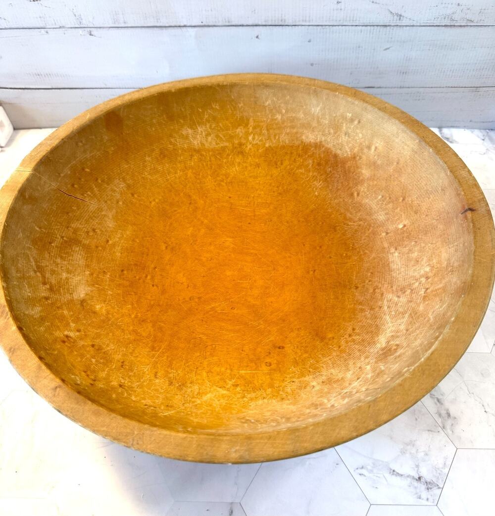 Antique Dough Bowl 1930-40s Munising 13" Wooden Farmhouse Vintage Primitive